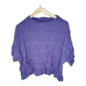 Chalet et Ceci Crinkle Top Size Small Purple Short Sleeves Front Pocket